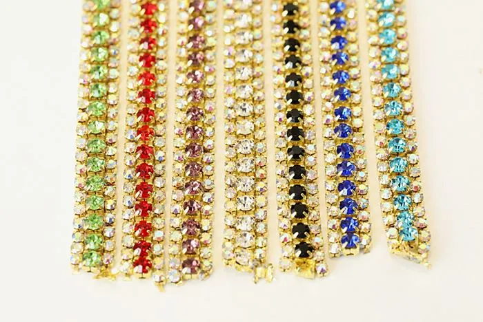 3 rows crystal  close chain trim