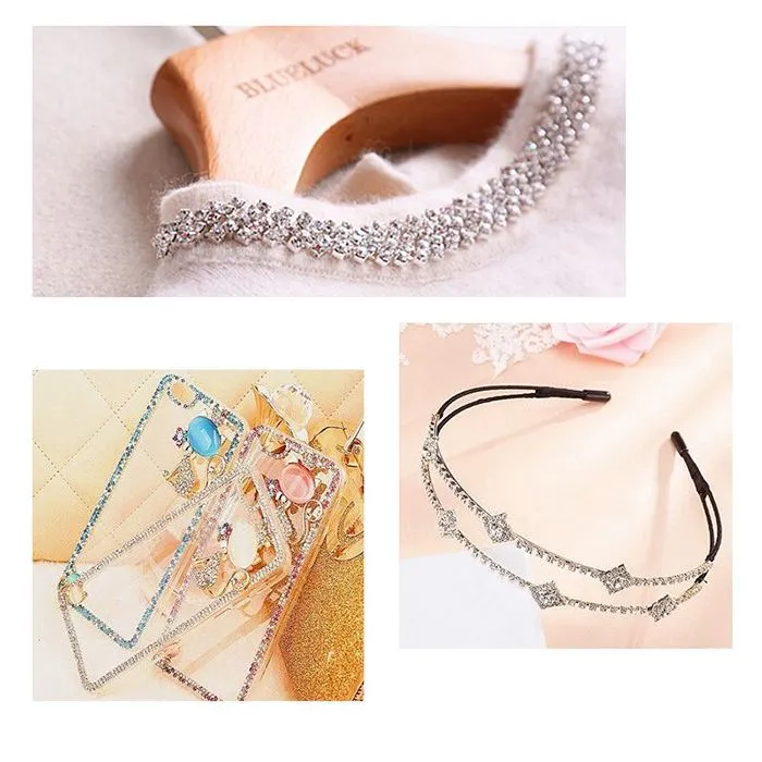 3 rows crystal rhinestone close chain